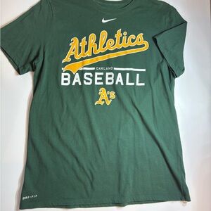 Nike Dri-Fit Green Athletics Baseball Tee Sz L